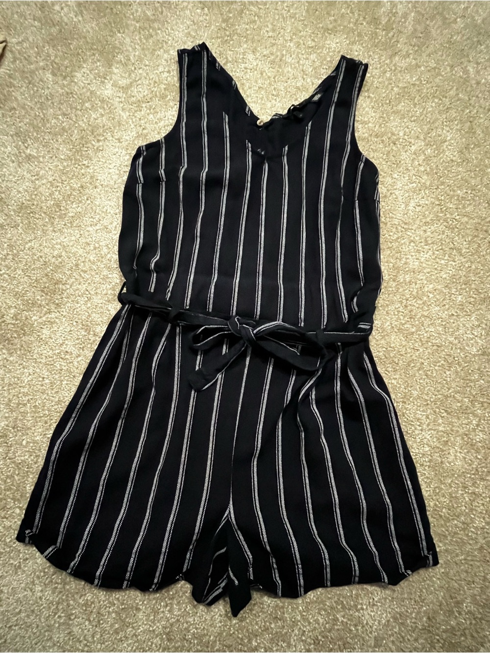 Vero Moda Sleeveless Striped Romper with Tie Waist